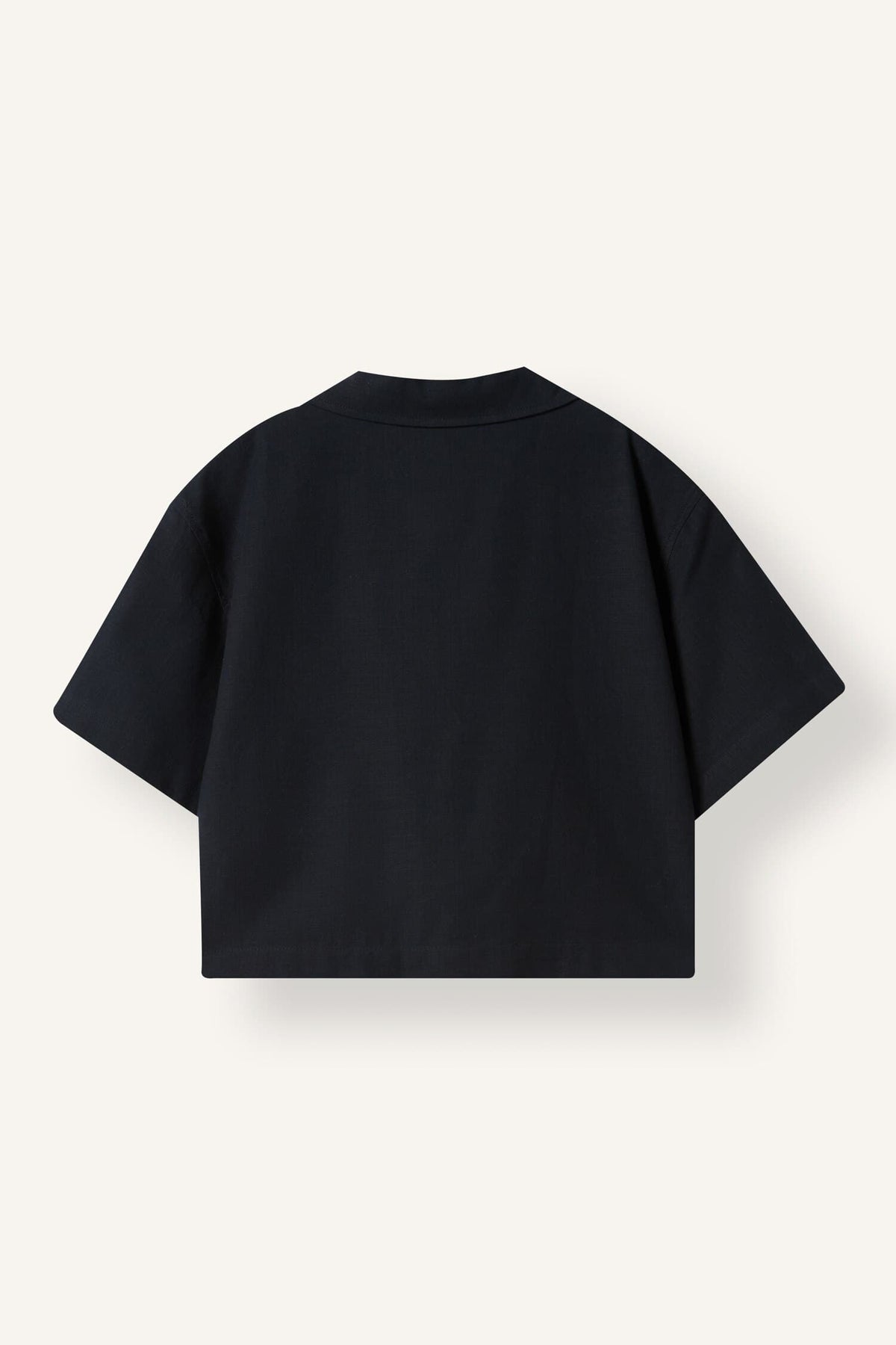 Girl Linen Short Sleeve Crop Shirt