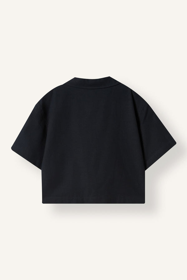 Girl Linen Short Sleeve Crop Shirt
