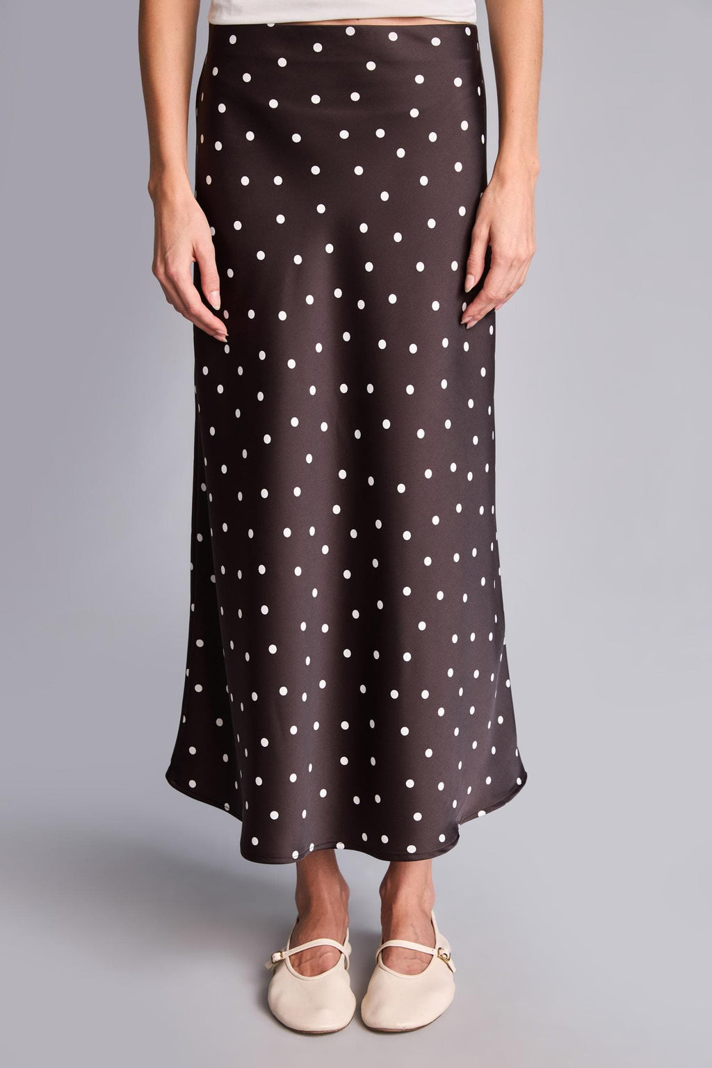 A Cut Satin Normal Waist Maxi Skirt