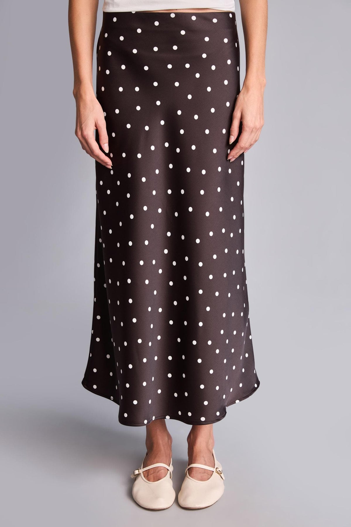 A Cut Satin Normal Waist Maxi Skirt
