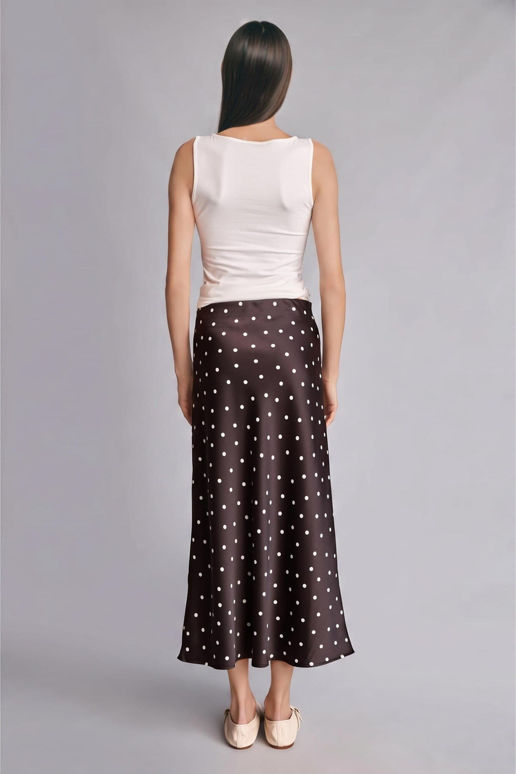 A Cut Satin Normal Waist Maxi Skirt
