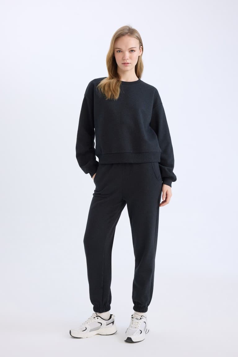 Regular Fit 2-Piece Set Thick Crew Neck Sweatshirt Flexible Waist Jogger Sweatpants Main image