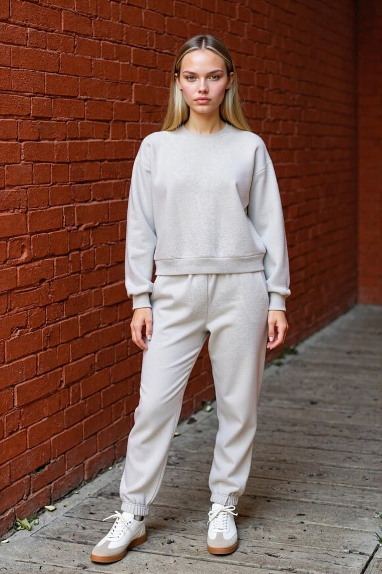 Regular Fit 2-Piece Set Thick Crew Neck Sweatshirt Flexible Waist Jogger Sweatpants Main image