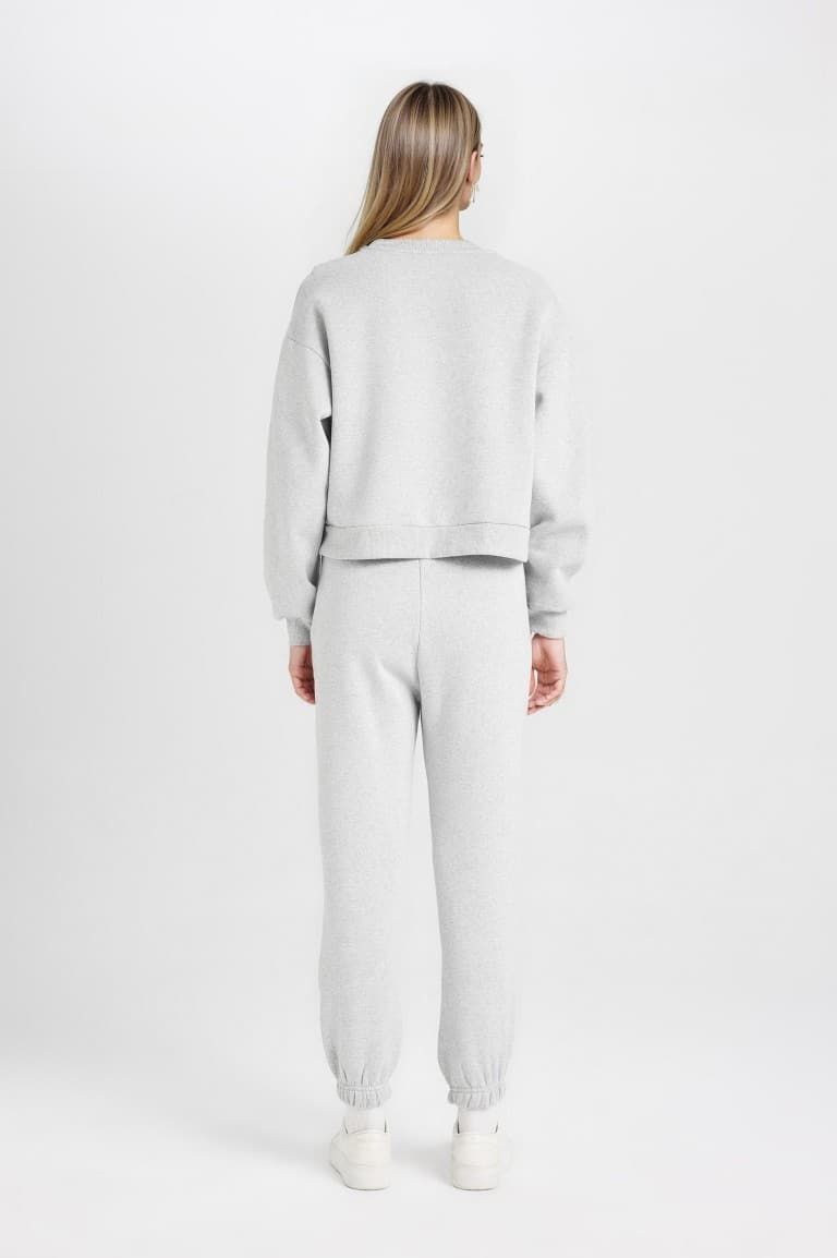 Regular Fit 2-Piece Set Thick Crew Neck Sweatshirt Flexible Waist Jogger Sweatpants
