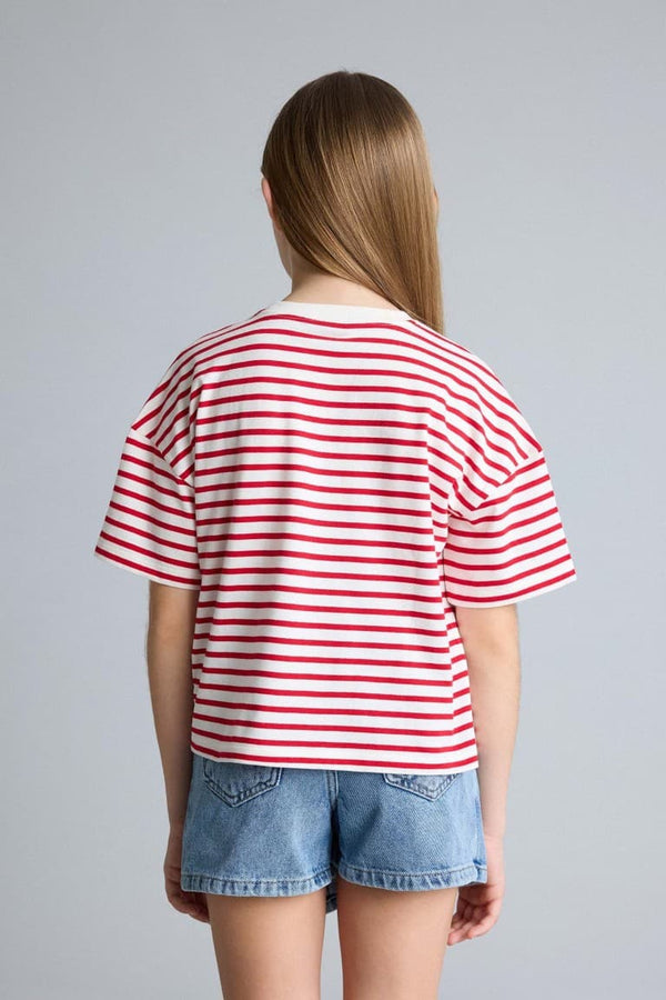 Girl Relax Fit Crew Neck Striped T-Shirt