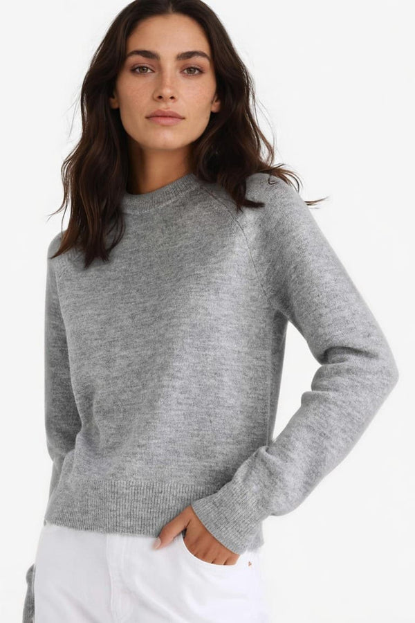 Regular Fit Crew Neck Basic Plain Soft Touch Knit Sweater