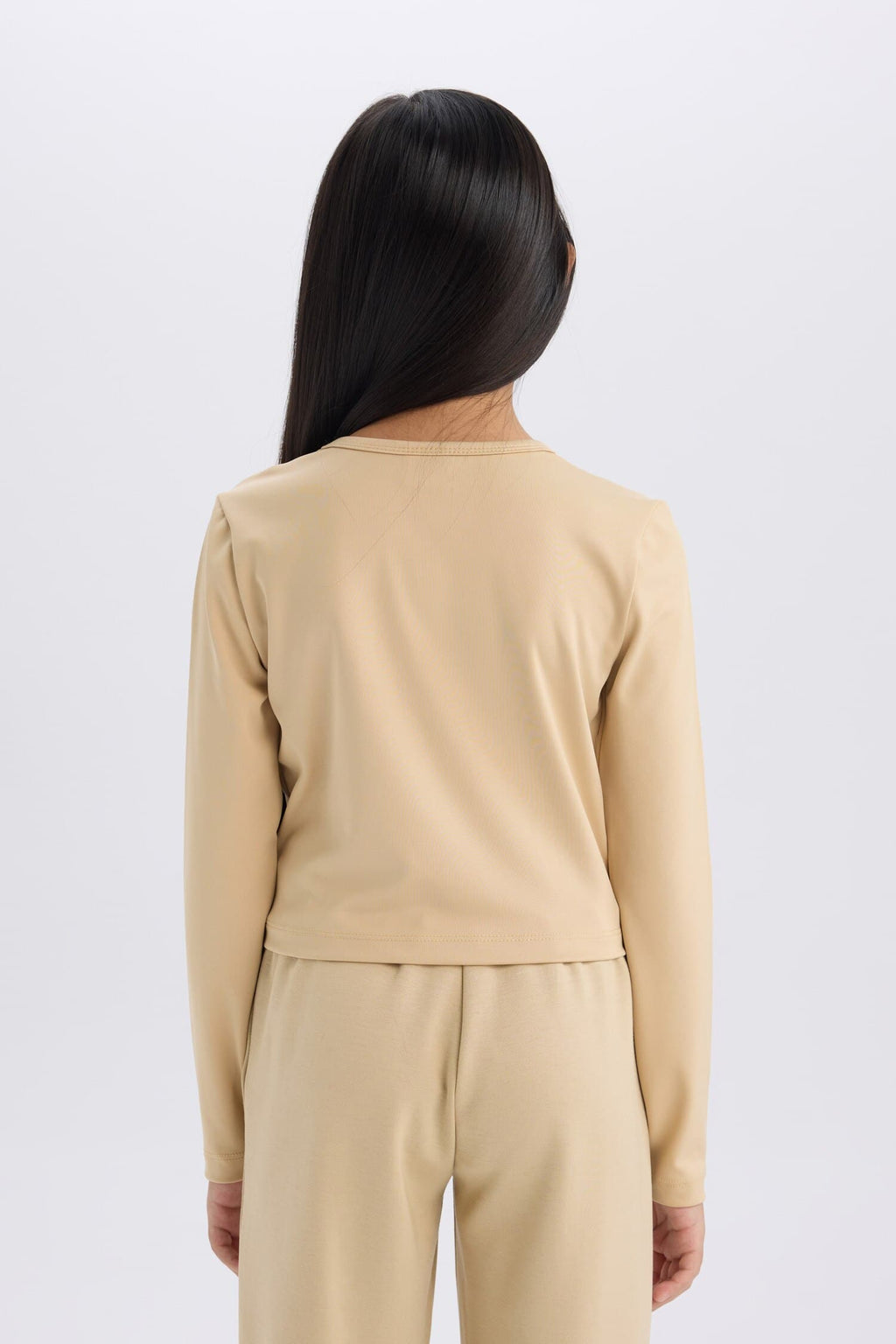 Slim Fit Slim Fit Crew Neck Ribbed Camisole Long Sleeve T-Shirt Girls