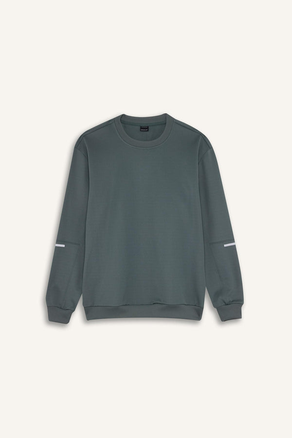 Standard Fit Crew Neck Basic Plain Sports Sweatshirt