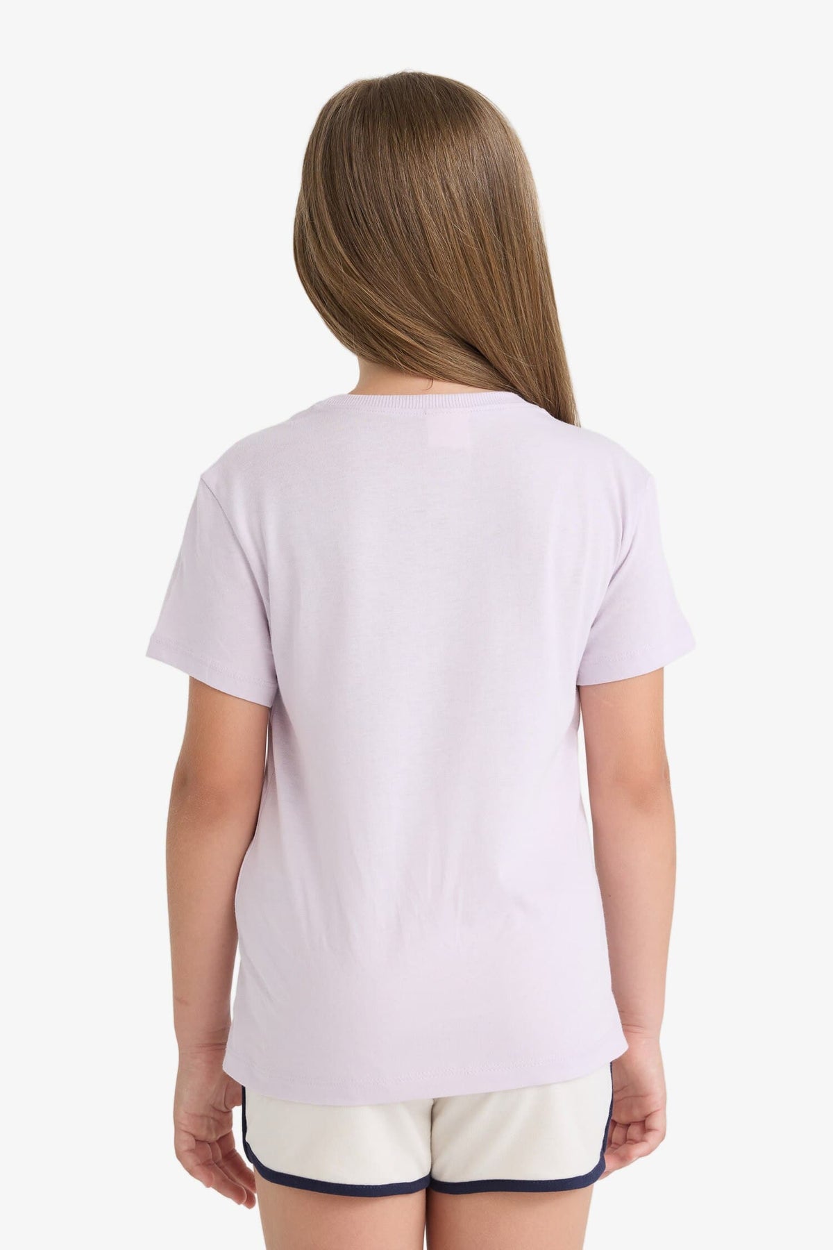 Girl Kids Bicycle Collar Printed Short Sleeve T-shirt