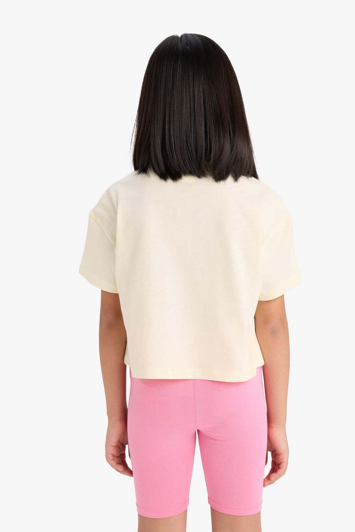 Girl Kids Bicycle Collar Printed Short Sleeve T-shirt