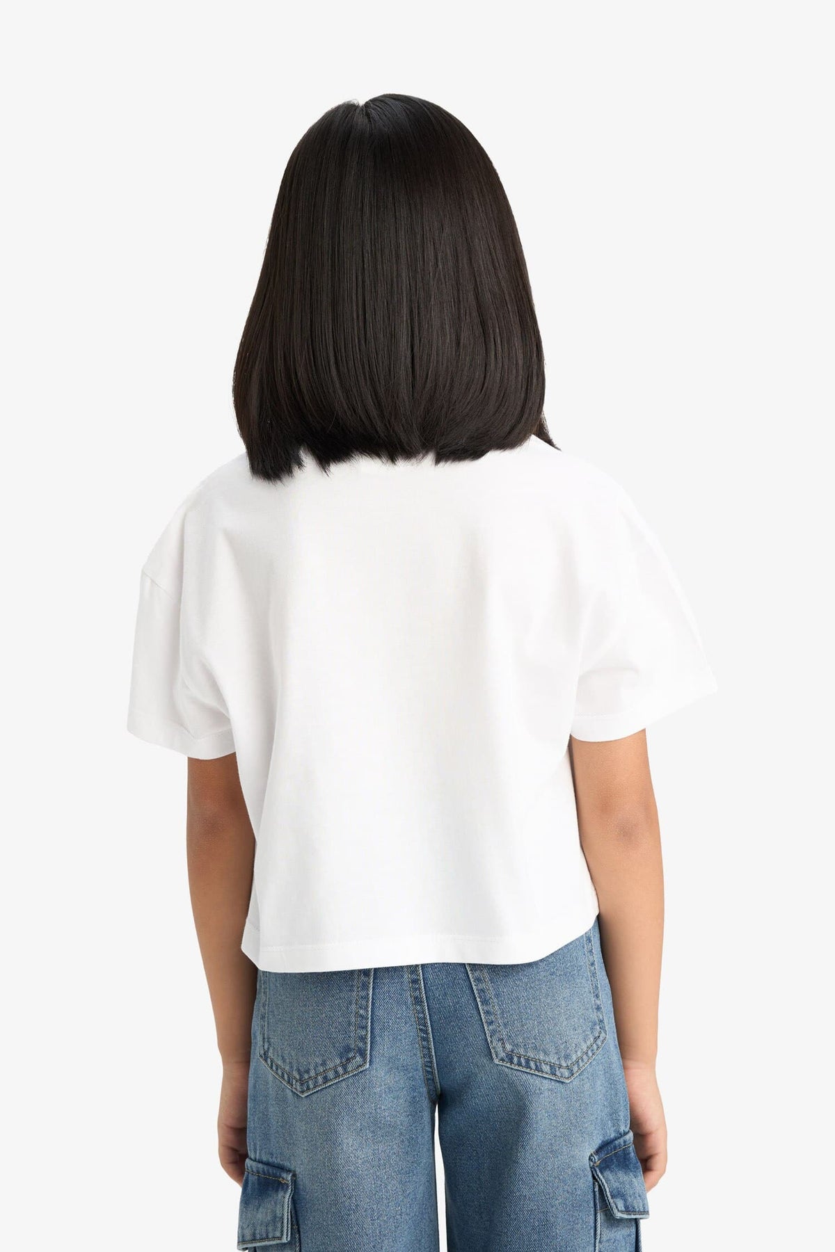 Girl Kids Bicycle Collar Printed Short Sleeve T-shirt