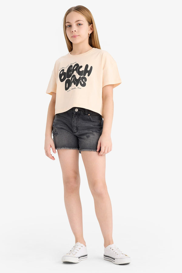 Girl Crew Neck Slogan Printed T-Shirt