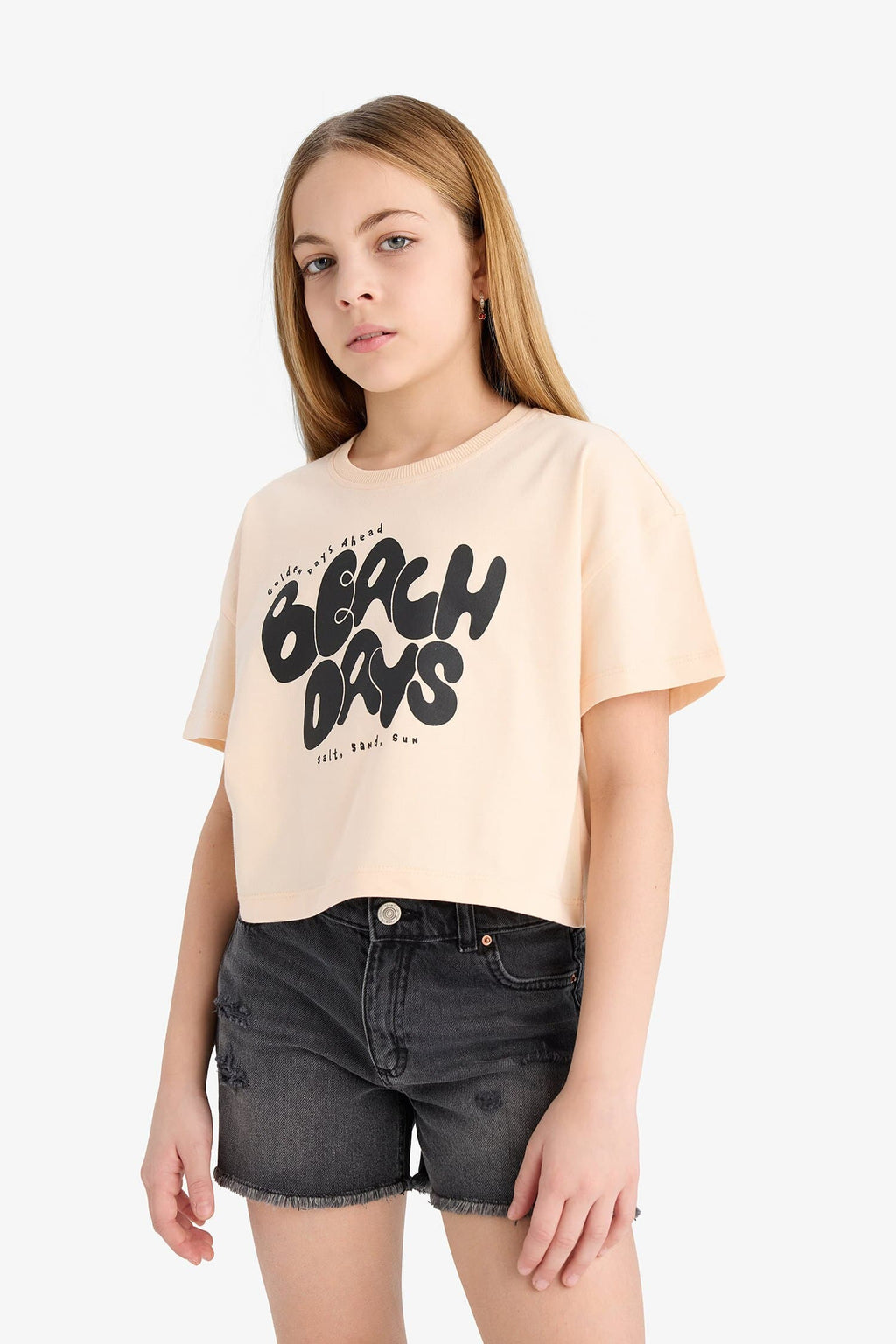 Girl Crew Neck Slogan Printed T-Shirt