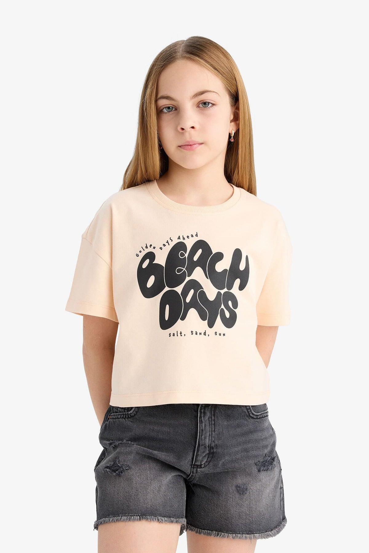 Girl Crew Neck Slogan Printed T-Shirt