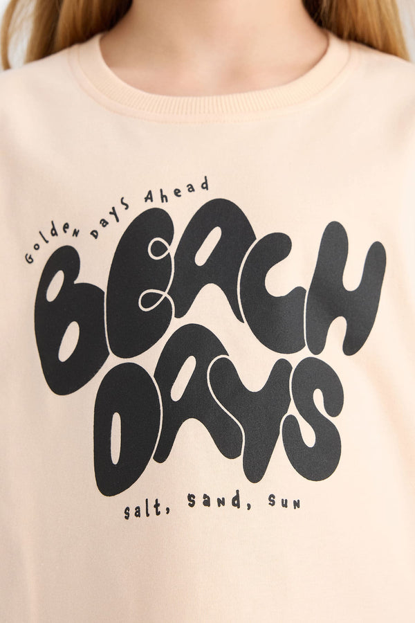 Girl Crew Neck Slogan Printed T-Shirt