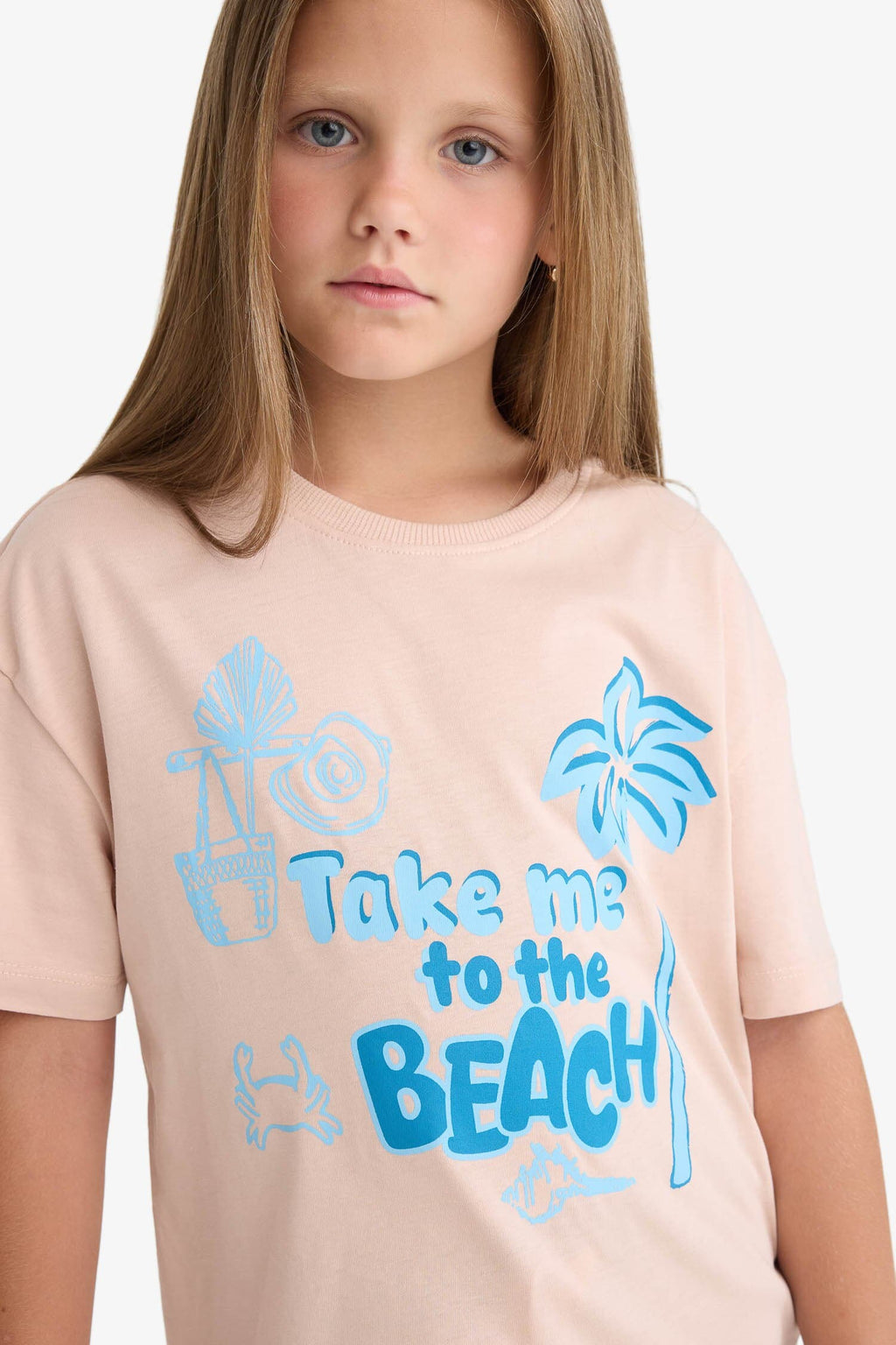 Girl Relax Fit Palm Printed Crew Neck Short Sleeve T-Shirt