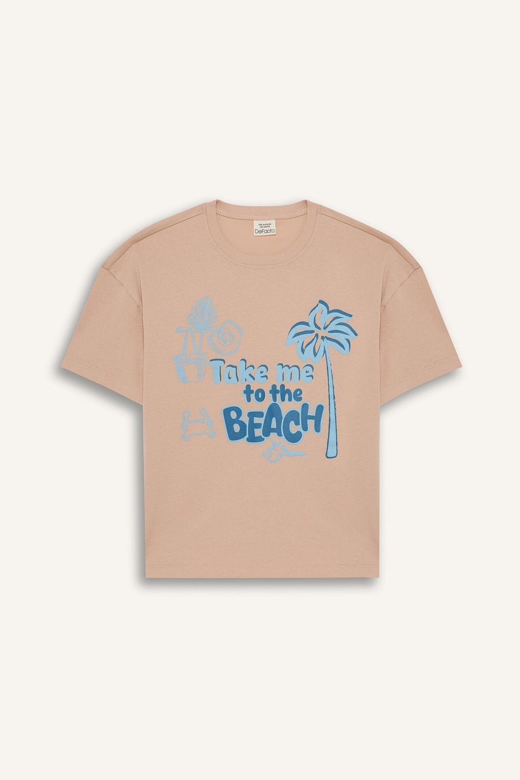 Girl Relax Fit Palm Printed Crew Neck Short Sleeve T-Shirt