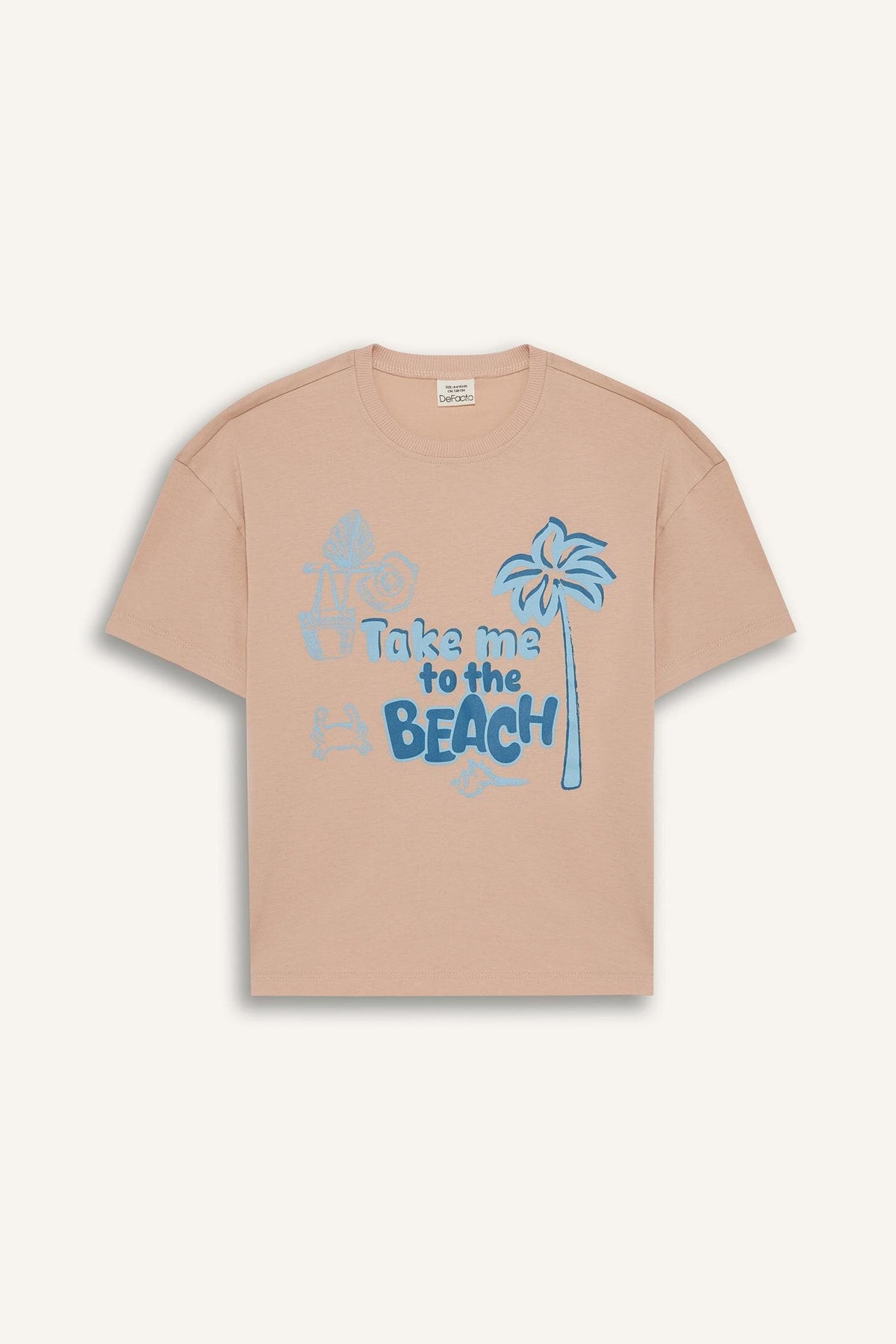 Girl Relax Fit Palm Printed Crew Neck Short Sleeve T-Shirt