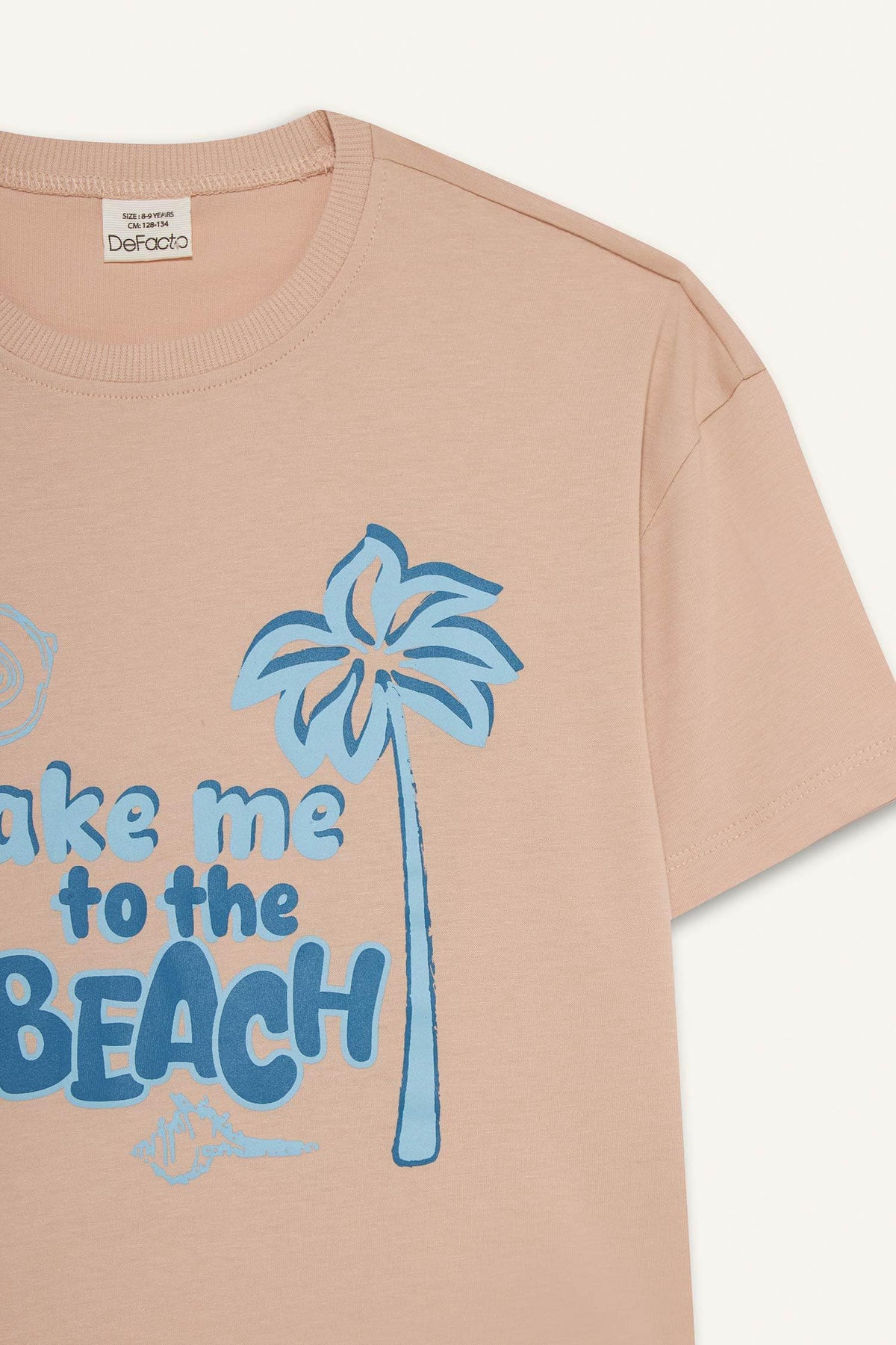 Girl Relax Fit Palm Printed Crew Neck Short Sleeve T-Shirt