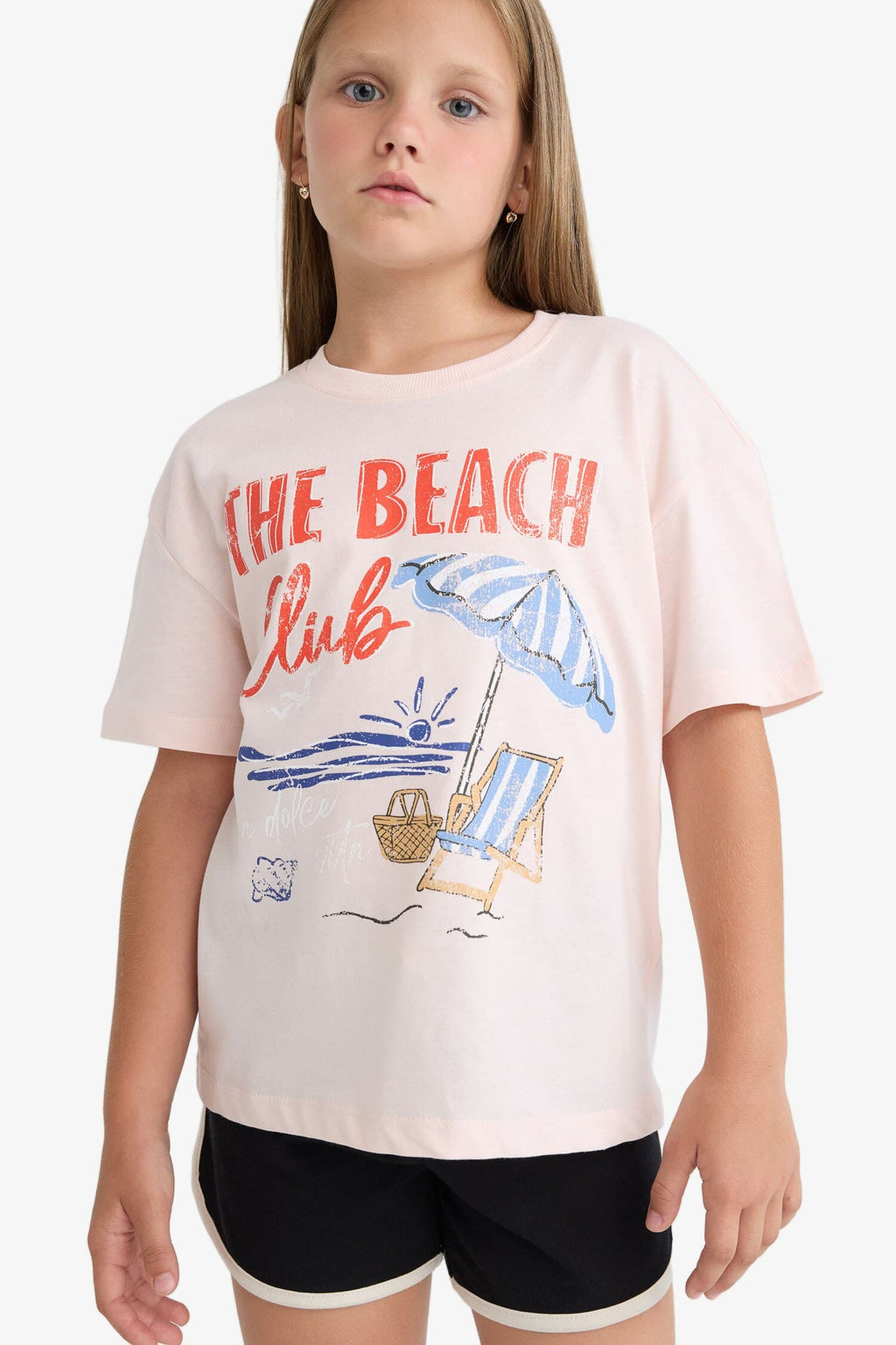 Girl Relax Fit Palm Printed Crew Neck Short Sleeve T-Shirt