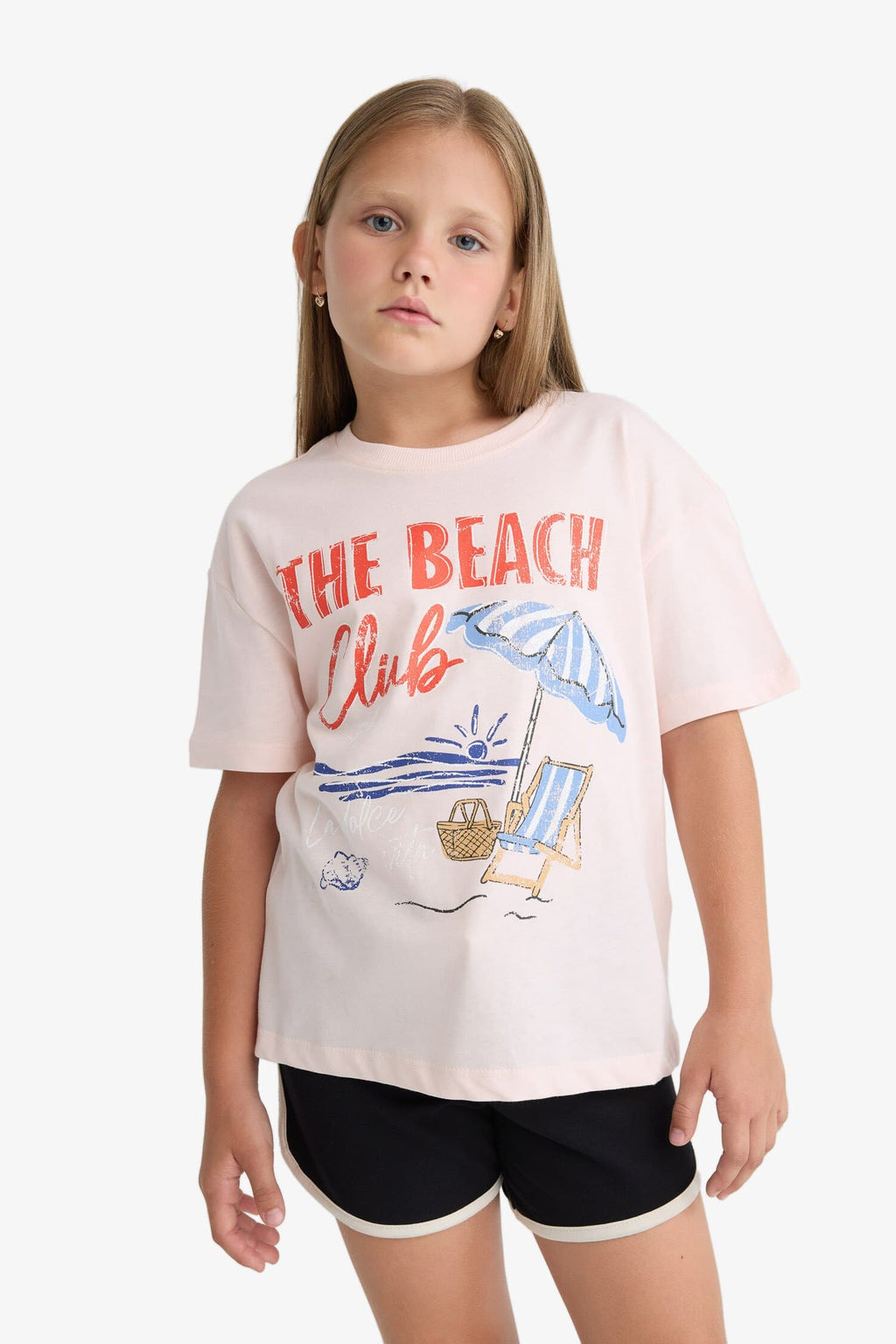 Girl Relax Fit Palm Printed Crew Neck Short Sleeve T-Shirt
