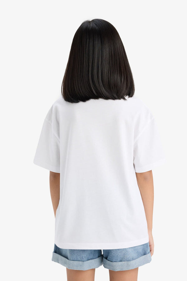 Girl Relax Fit Palm Printed Crew Neck Short Sleeve T-Shirt
