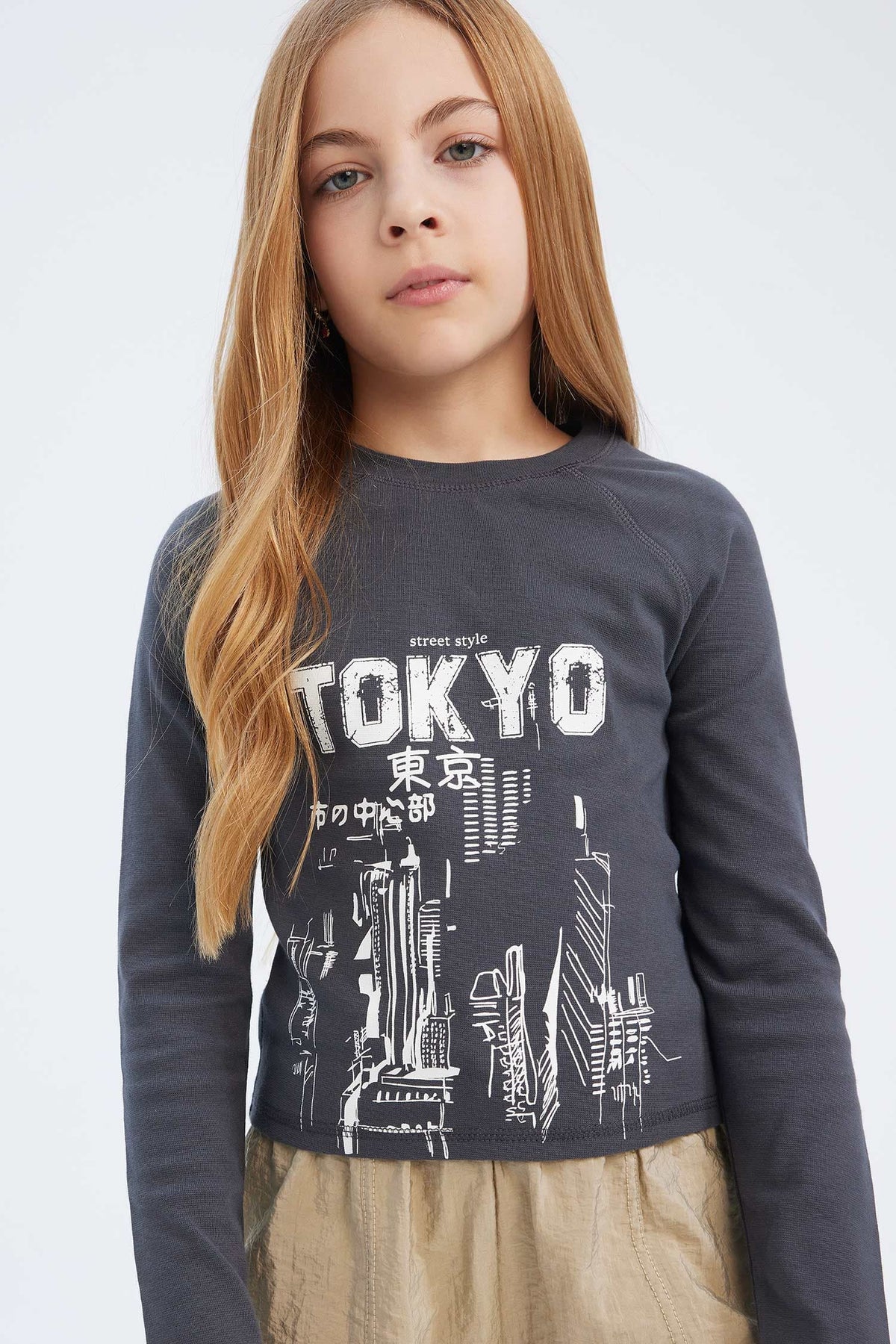 Crew Neck Printed Camisole Long Sleeve T-Shirt Girls