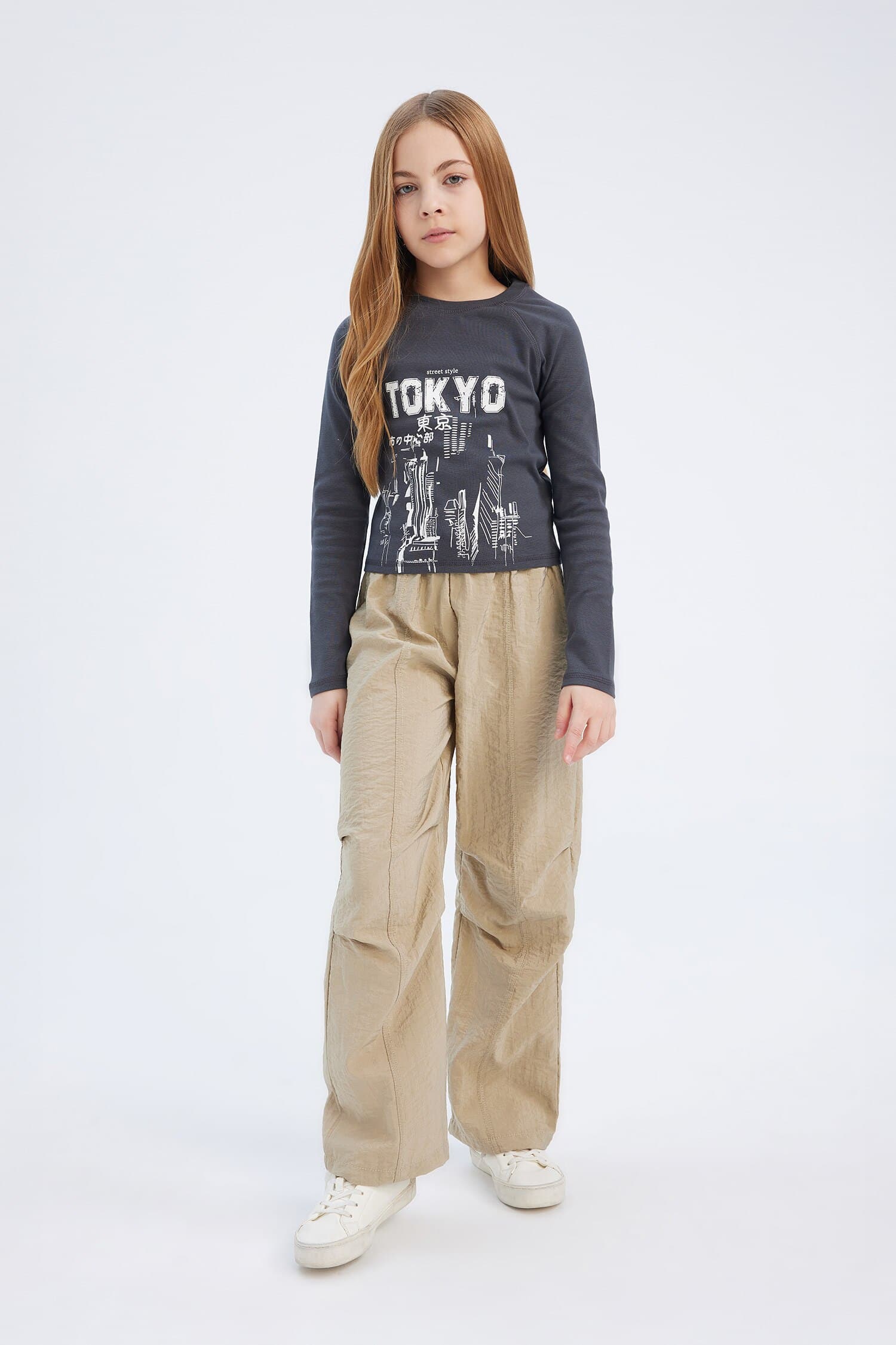 Crew Neck Printed Camisole Long Sleeve T-Shirt Girls Secondary image