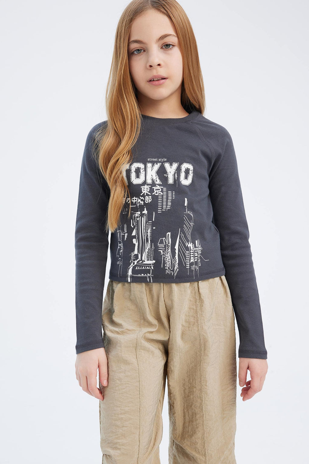 Crew Neck Printed Camisole Long Sleeve T-Shirt Girls