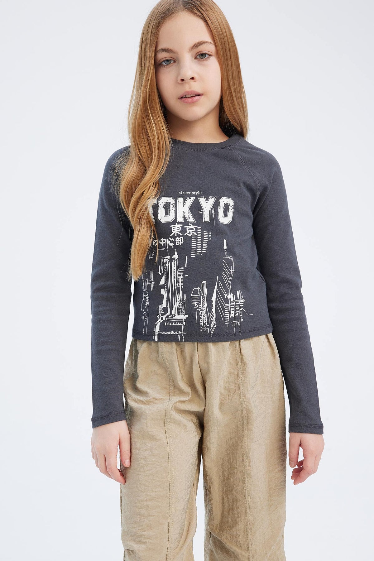 Crew Neck Printed Camisole Long Sleeve T-Shirt Girls