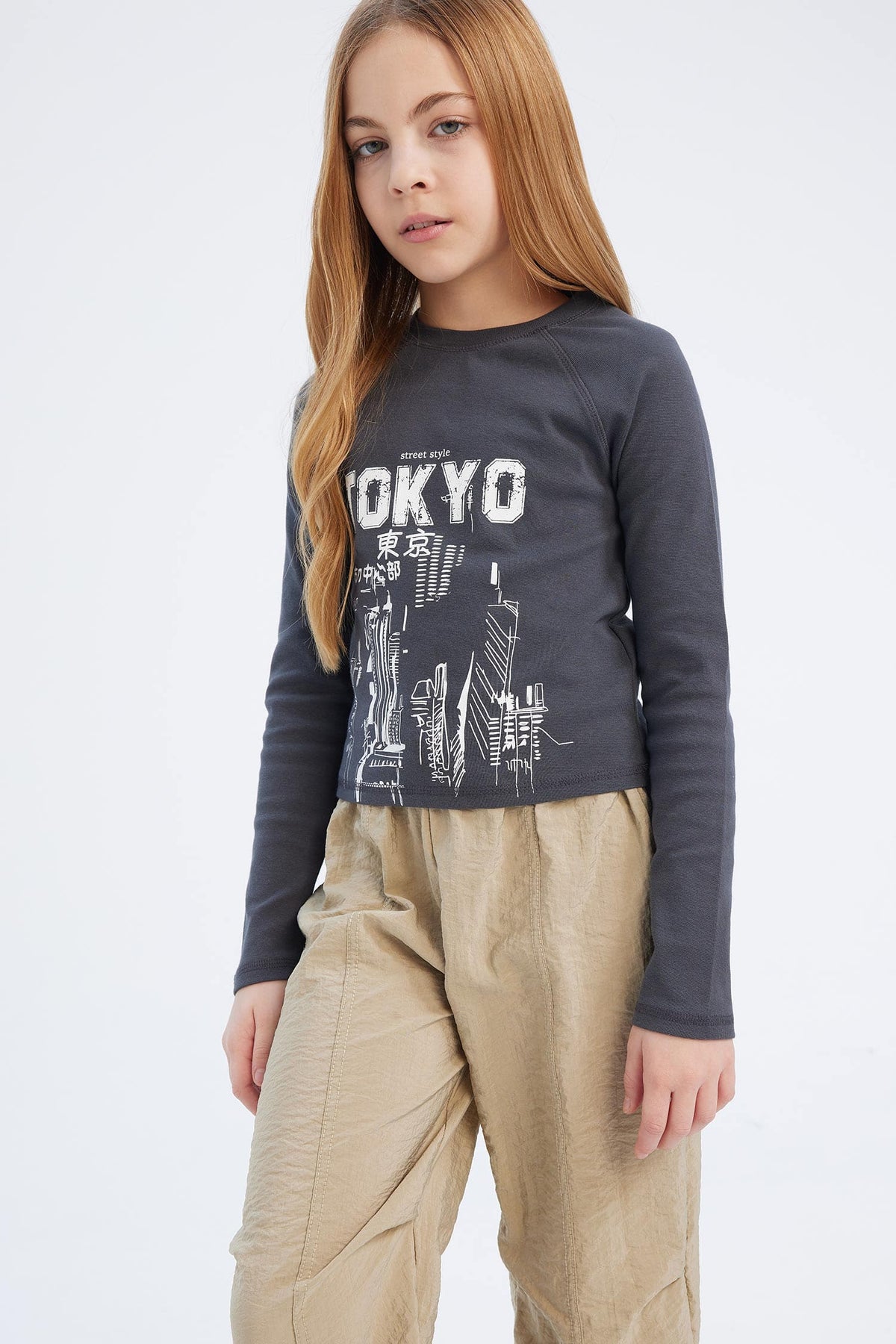 Crew Neck Printed Camisole Long Sleeve T-Shirt Girls