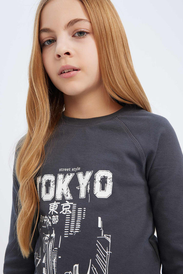Crew Neck Printed Camisole Long Sleeve T-Shirt Girls