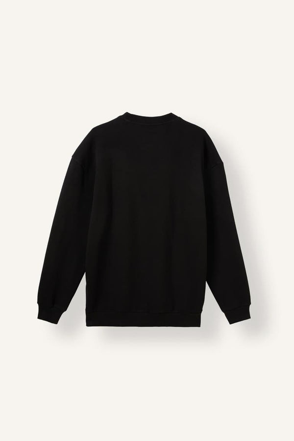 Boxy Fit Crew Neck Basic Plain Pique Sweatshirt