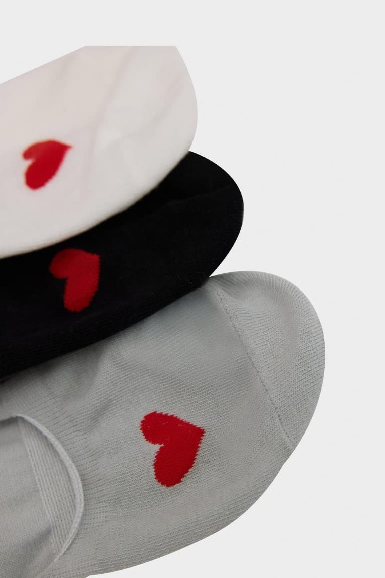 Women Heart Patterned 3-Pack Cotton Ballet Socks