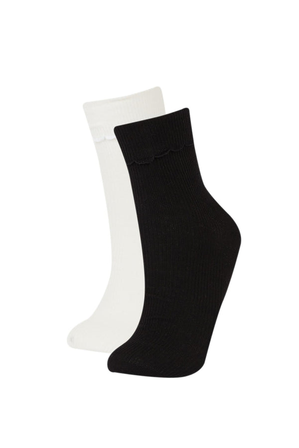 Women Ribbon 2-Pack Cotton Long Socks