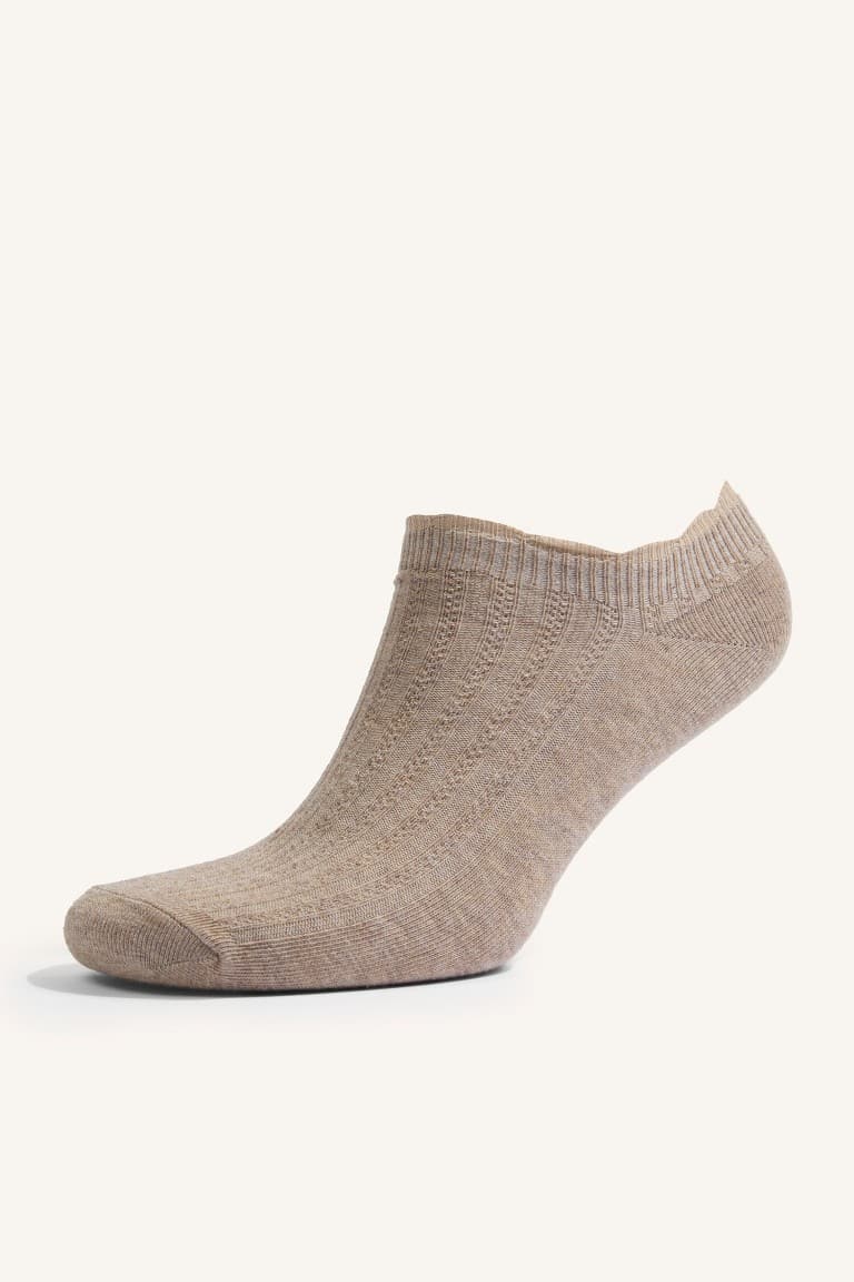 Women 5 Set Wavy Edge Ribbed Cotton Booties Socks