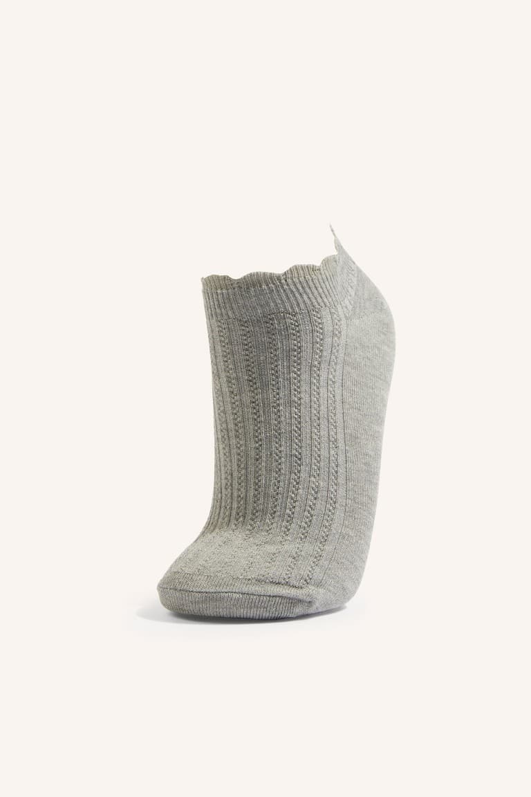 Women 5 Set Wavy Edge Ribbed Cotton Booties Socks Secondary image