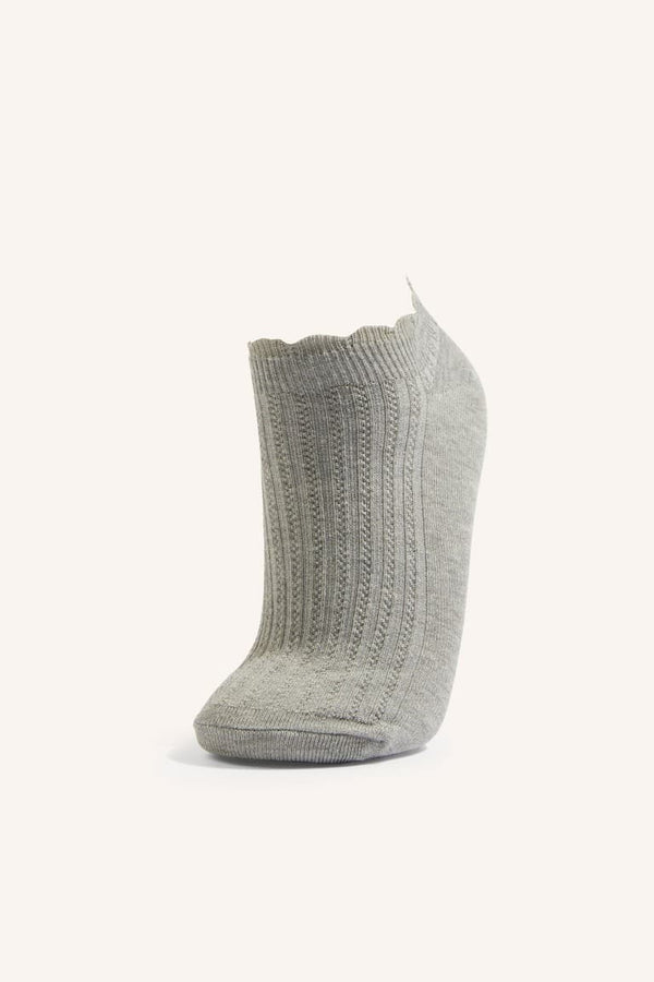 Women 5 Set Wavy Edge Ribbed Cotton Booties Socks