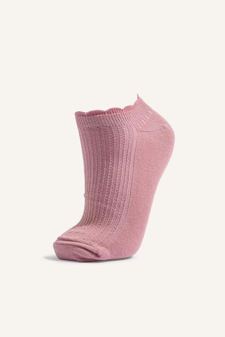 Women 5 Set Wavy Edge Ribbed Cotton Booties Socks Secondary image
