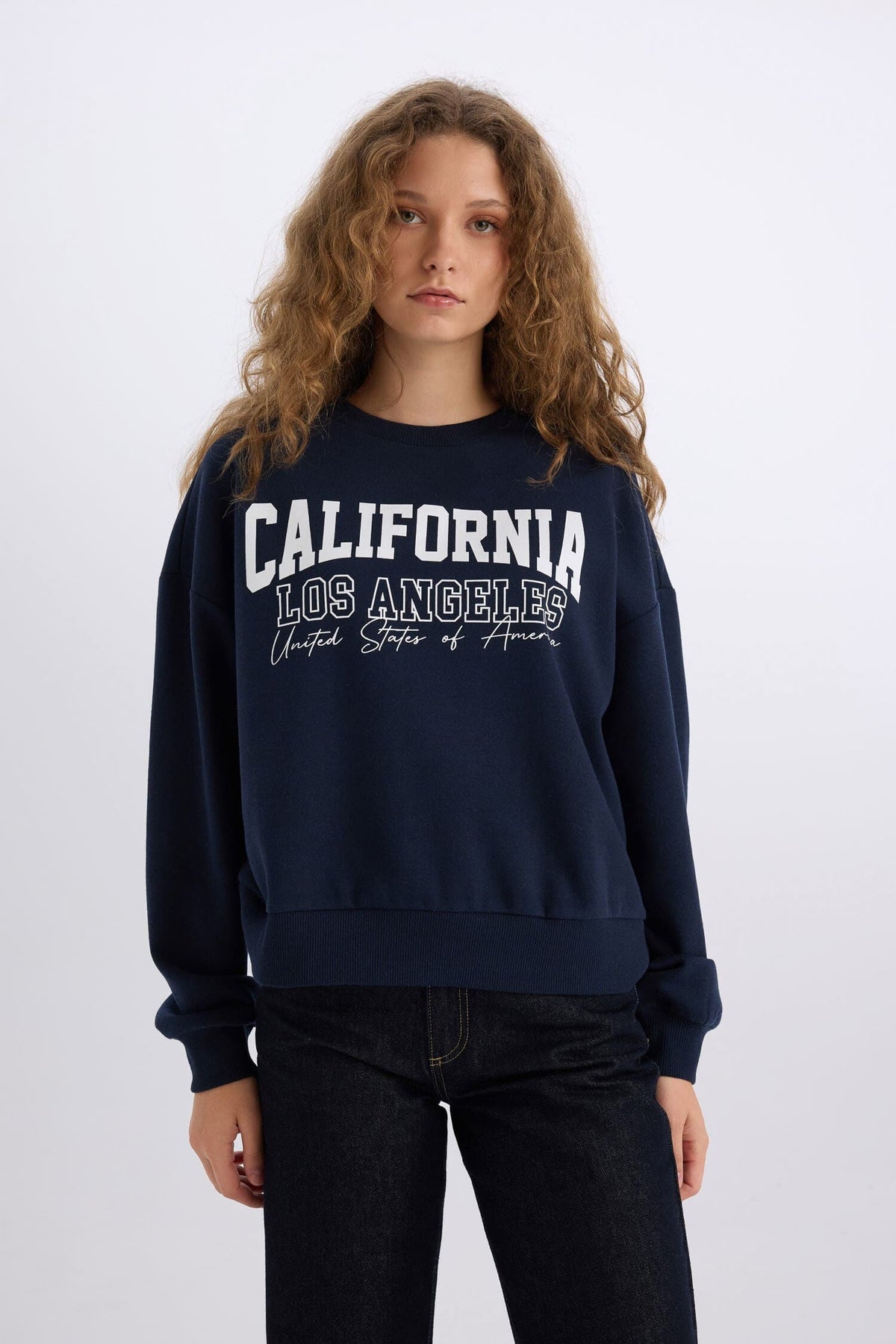 Loose Fit Crew Neck Printed Thick Sweatshirt Main image