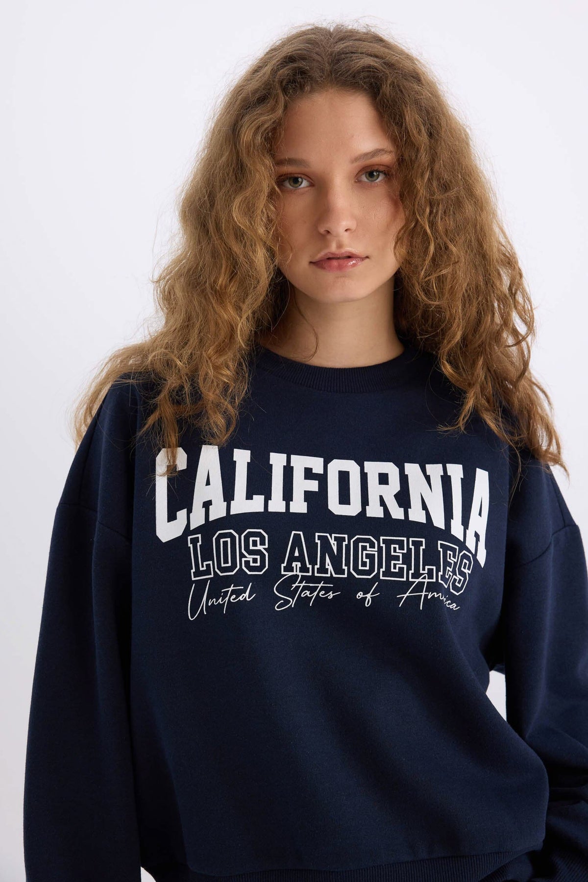 Loose Fit Crew Neck Printed Thick Sweatshirt