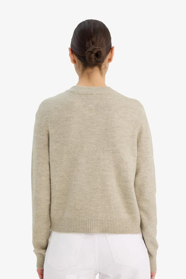 Regular Fit Crew Neck Basic Flat Buttoned Soft Touch Knit Cardigan