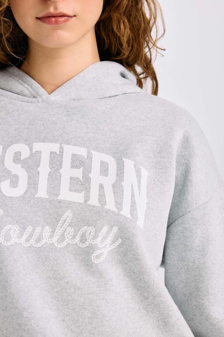 Oversize Wide-Mould Hooded Printed Thick Sweatshirt