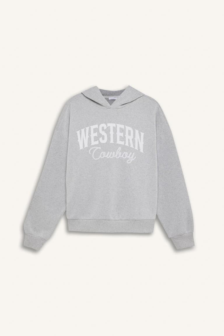 Oversize Wide-Mould Hooded Printed Thick Sweatshirt