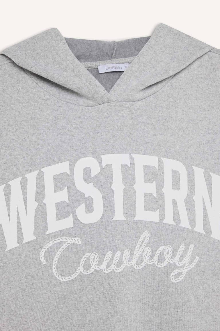 Oversize Wide-Mould Hooded Printed Thick Sweatshirt