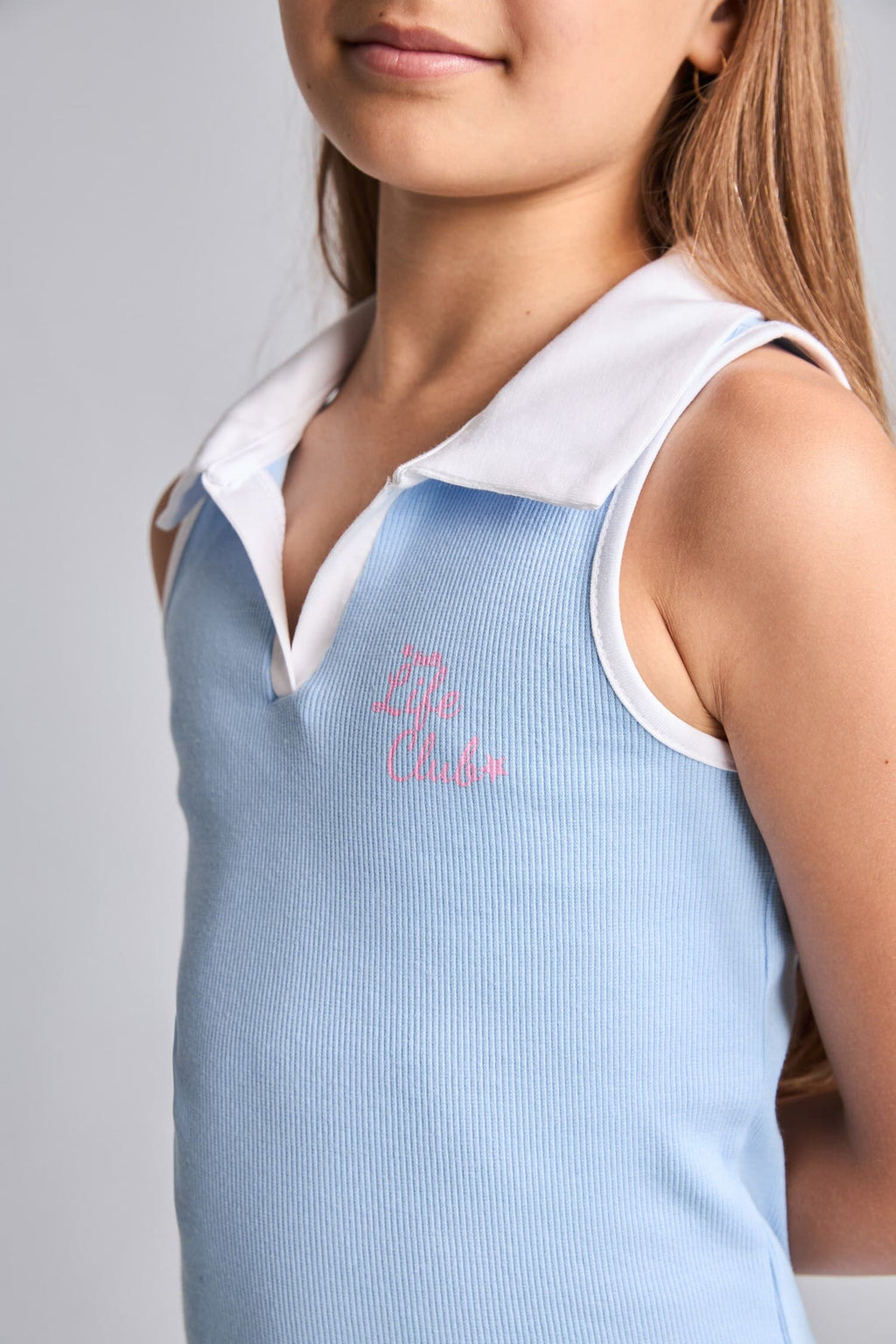 Girl Polo Neck Printed Corduroy Sleeveless Dress