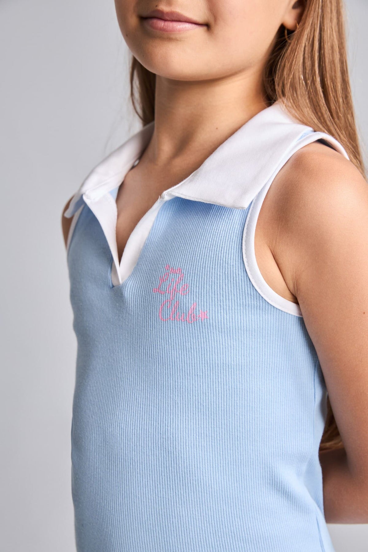 Girl Polo Neck Printed Corduroy Sleeveless Dress