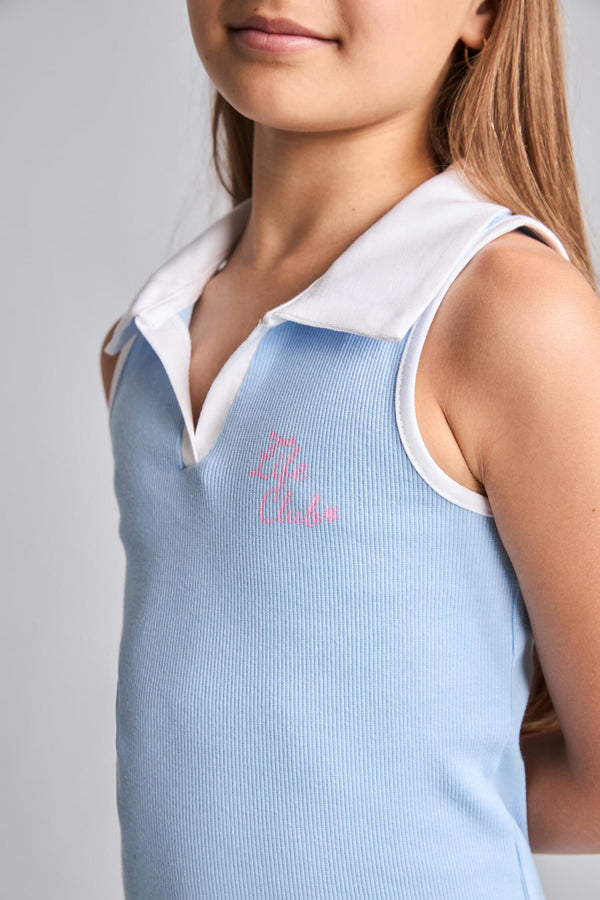 Girl Polo Neck Printed Corduroy Sleeveless Dress