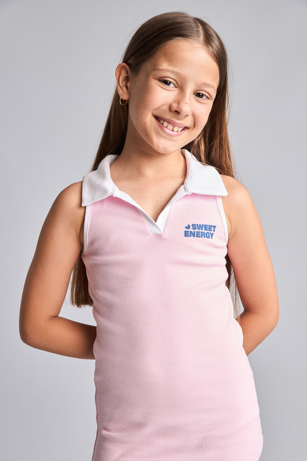 Girl Polo Neck Printed Corduroy Sleeveless Dress
