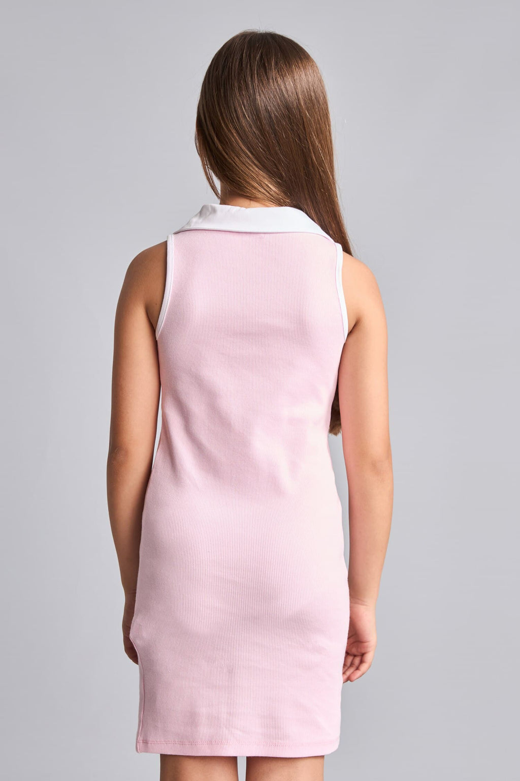 Girl Polo Neck Printed Corduroy Sleeveless Dress